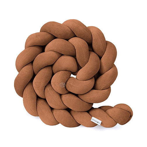 Protectie Impletita pentru Patut, 340 cm, Velvet Cinnamon, Full 120x60 cm, Sparrow