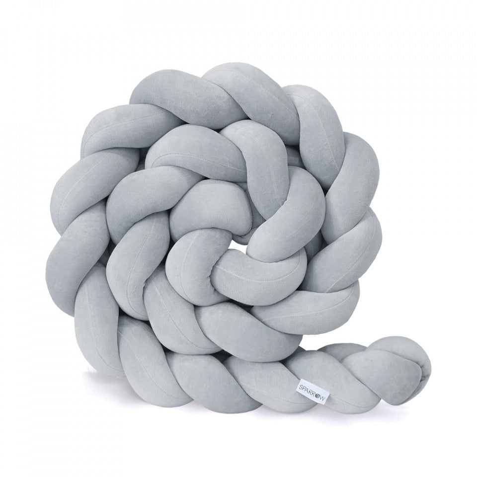 Protectie Impletita pentru Patut, 200 cm, Velvet Classic Gray, Sparrow