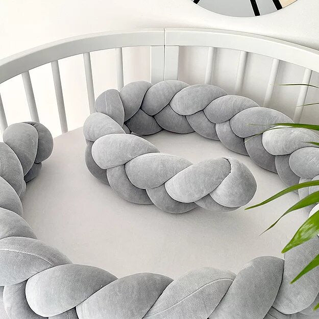 Protectie Impletita pentru Patut, 340 cm, Velvet Classic Gray, Full 120x60 cm, Sparrow