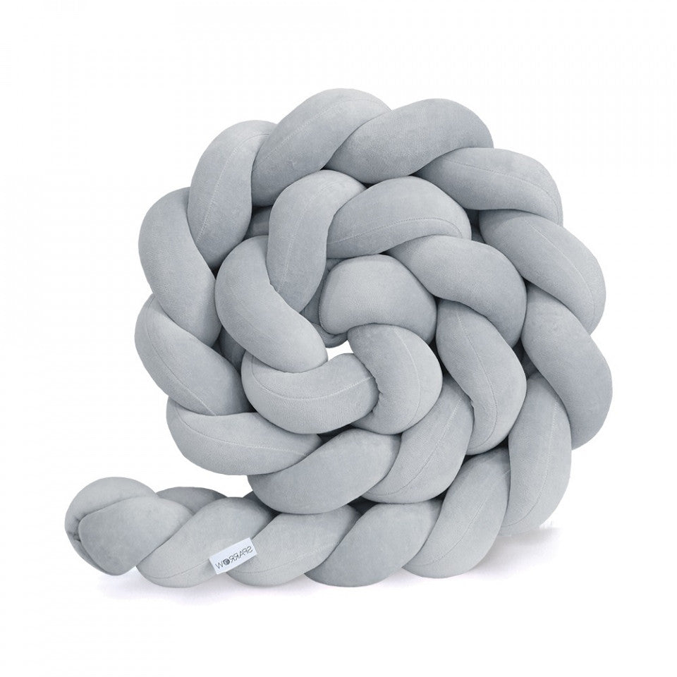 Protectie Impletita pentru Patut, 340 cm, Velvet Classic Gray, Full 120x60 cm, Sparrow