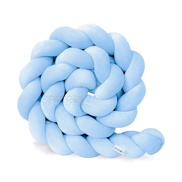 Protectie Impletita pentru Patut, 340 cm, Velvet Light Blue , Full 120x60 cm, Sparrow