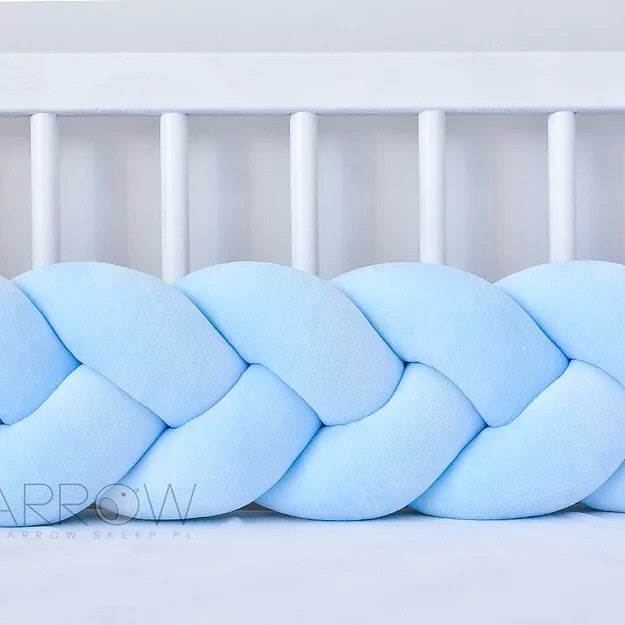 Protectie Impletita pentru Patut, 340 cm, Velvet Light Blue , Full 120x60 cm, Sparrow