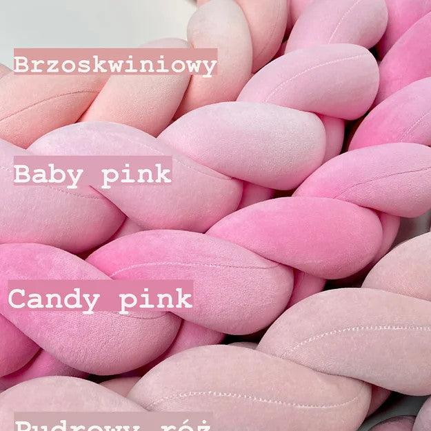 Protectie impletita pentru patut Velvet Pink Powder , 200 cm, Sparrow