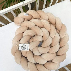 Protectie Impletita pentru Patut, 200 cm, Velvet Warm Beige, Sparrow