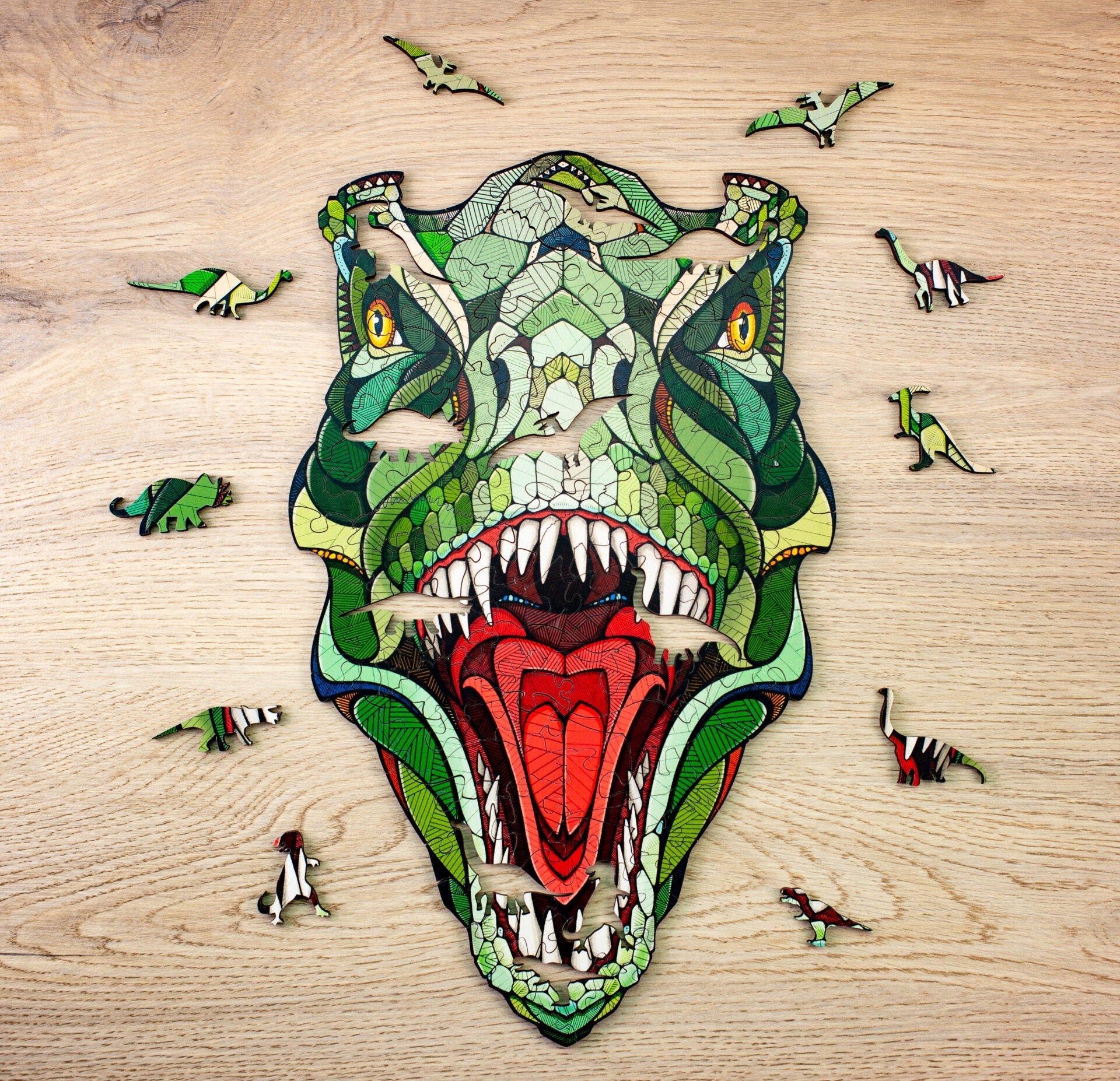 Puzzle din lemn, T-REX, 129 piese @ EWA