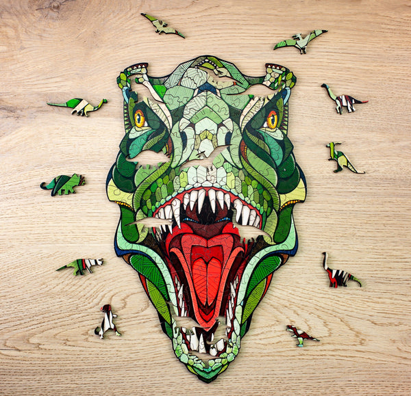 Puzzle din lemn, T-REX, 129 piese @ EWA