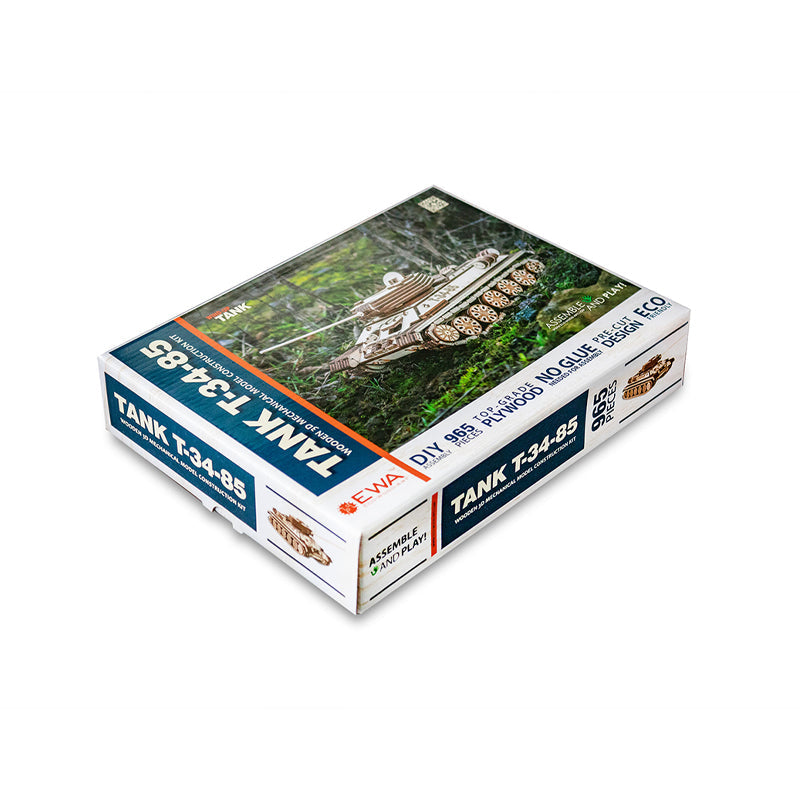 Set constructie cu mecanism Puzzle 3D TANK T-34-85 din lemn 965 piese @ EWA