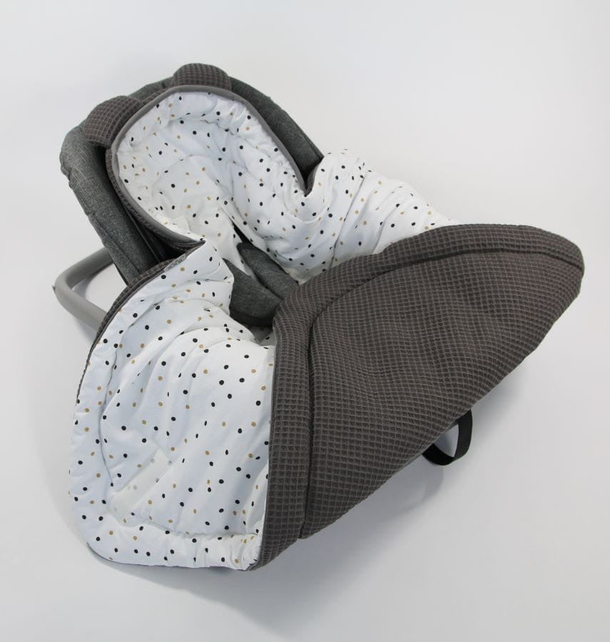 Husa Pentru Scaun Auto Sweet Confetti Graphite, Paturica De Infasat, Cocon, Fixata Cu Sistem Velcro, Tiny Star
