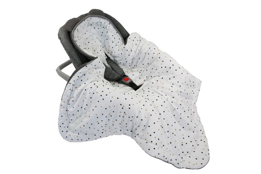 Husa Pentru Scaun Auto Sweet Confetti Graphite, Paturica De Infasat, Cocon, Fixata Cu Sistem Velcro, Tiny Star