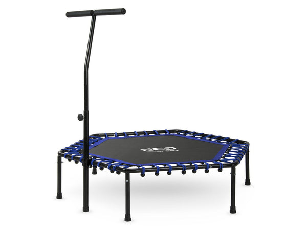 Trambulina de Fitness, Hexagonala, cu Maner, Neo-Sport, 127 cm, greutate maxima 100 kg, Negru/Albastru