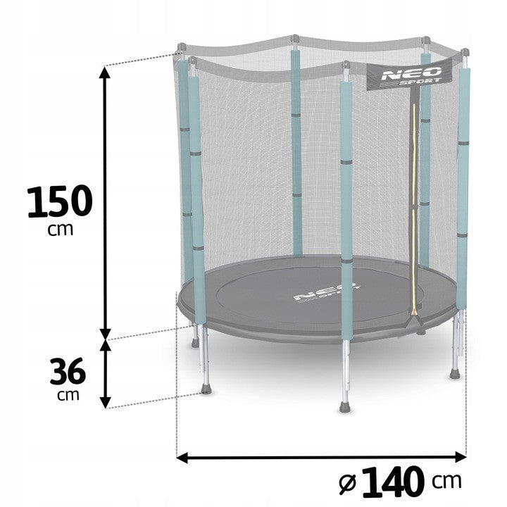 Trambulina pentru copii, 140 cm / 4,5 ft, cu plasa exterioara, greutate maxima 50 kg, Neo-Sport