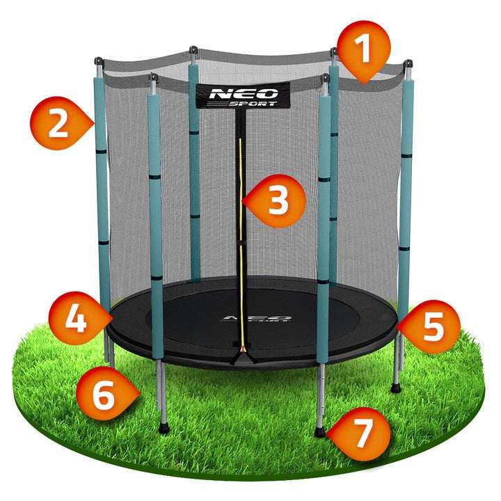 Trambulina pentru copii, 140 cm / 4,5 ft, cu plasa exterioara, greutate maxima 50 kg, Neo-Sport