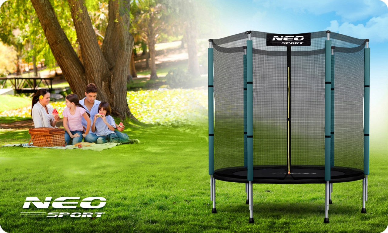 Trambulina pentru copii, 140 cm / 4,5 ft, cu plasa exterioara, greutate maxima 50 kg, Neo-Sport