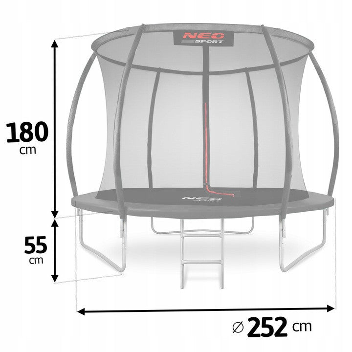 Trambulina pentru copii, 252 cm / 8 ft, cu plasa interioara, greutate maxima 100 kg, Neo-Sport