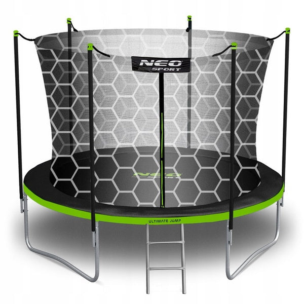 Trambulina pentru copii, Neo-Sport, 312 cm / 10 ft, cu plasa exterioara si scara, greutate maxima 150 kg