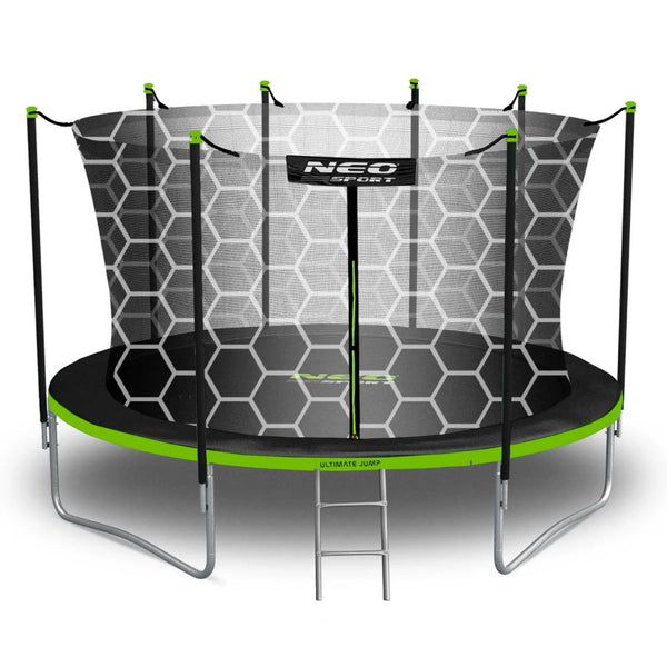 Trambulina pentru copii, Neo-Sport, 374 cm / 12 ft, cu plasa exterioara si scara, greutate maxima 150 kg