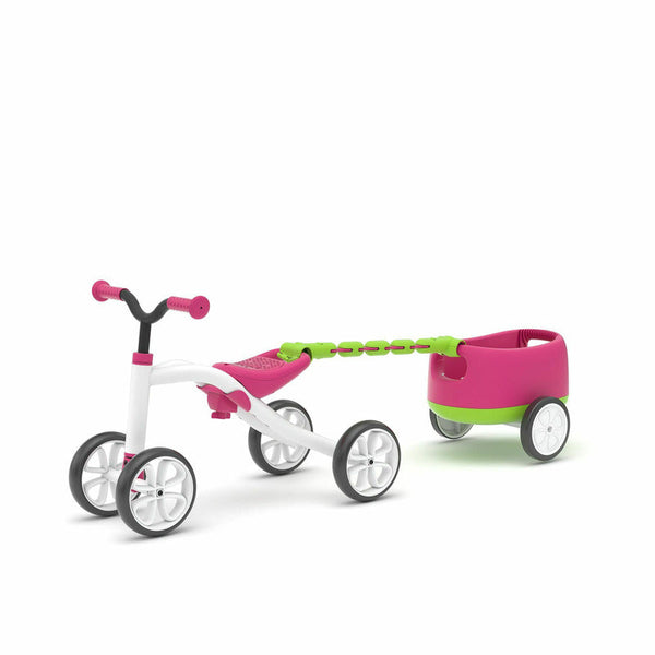 Tricicleta usoara RideOn Quadie cu remorca, Cu sa reglabila, Cu mic compartiment in sa, 3.8 Kg, Pentru 1 - 3 ani, Pink, Chillafish