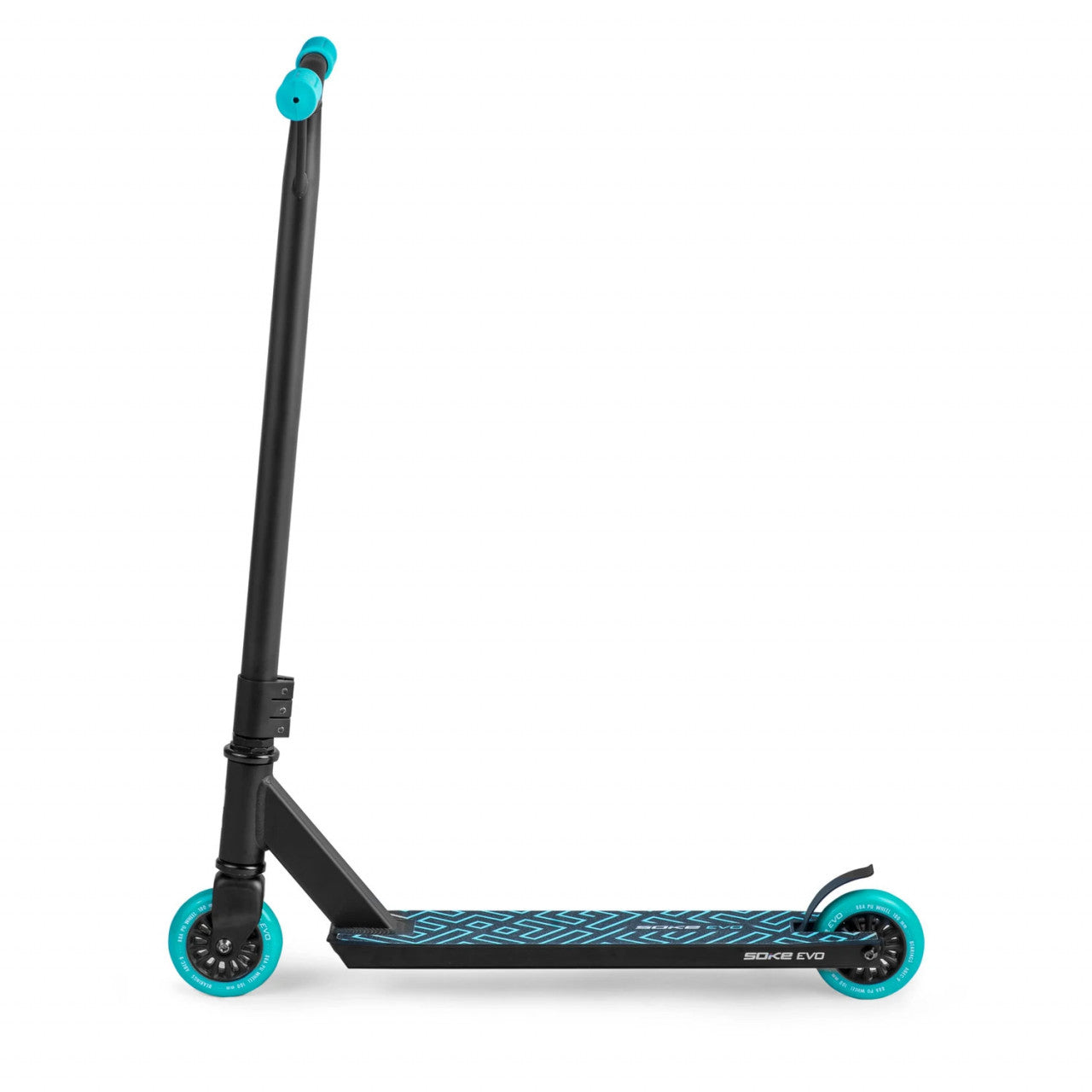 Trotineta cu 2 roti, pentru cascadorii, Soke EVO, 83 x 48 cm, Aluminiu, compresie HIC, rulmenti ABEC-9, punte sudata, Greutate maxima utilizator 100 Kg, Negru/Albastru