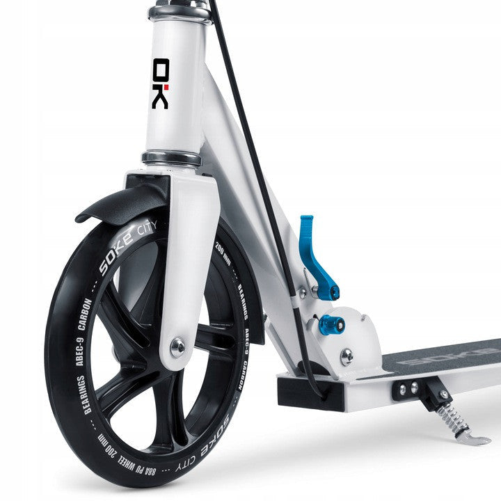 Trotineta de oras, Clasica, cu 2 roti, frana de mana, Soke, City, Aluminiu, Greutate maxima utilizator 100 Kg, Alb, Soke