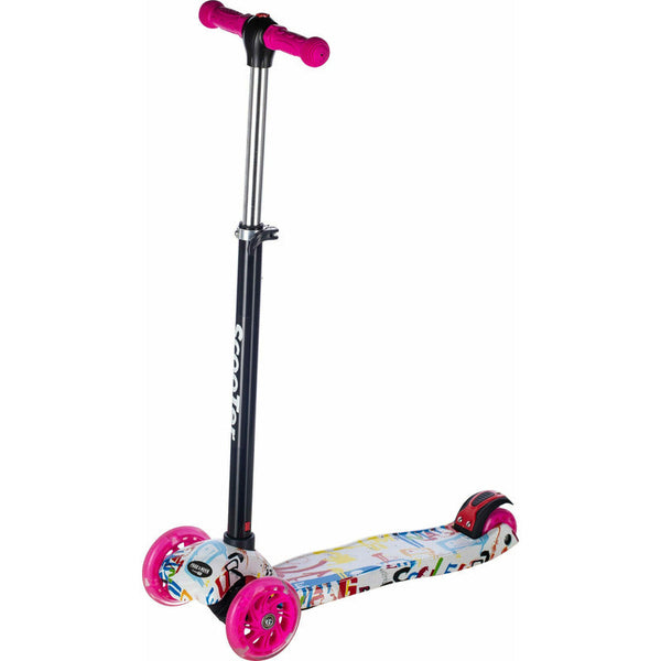 Trotineta Zik Zak cu lumini LED pentru fetite, Pliabila si compacta, Platforma antiderapanta, Ghidon reglabil, Rulmenti ABEC-7, Varsta 3 – 6 ani, Pink, Free2Move