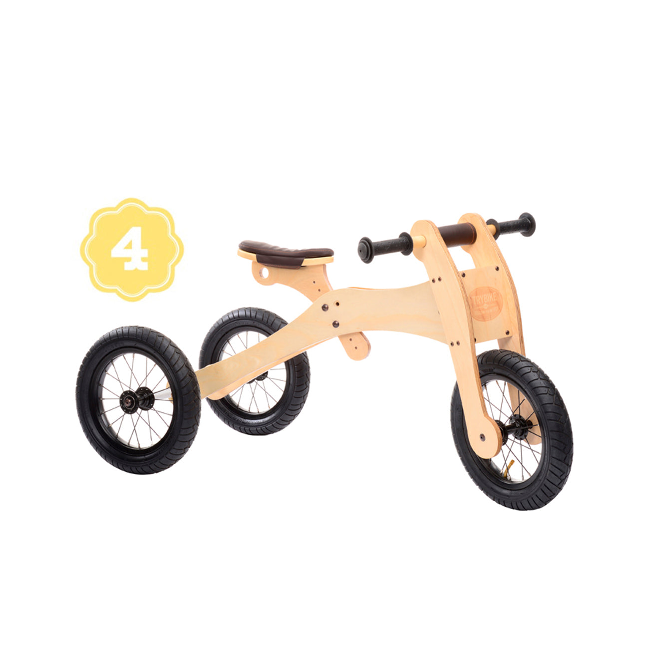 Bicicleta fara pedale 4 in 1, lemn, Trybike