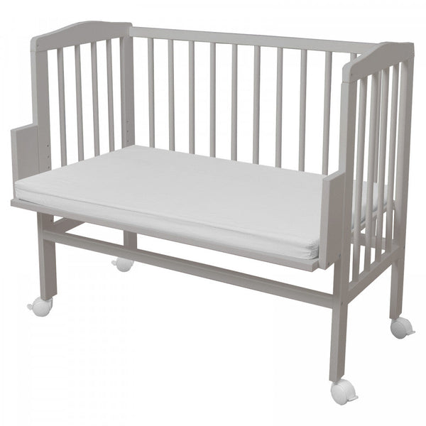 Patut Bedside Bebe, 90x55 cm, 2in1 Gri, laterala detasabila, co-sleeping, Waldin