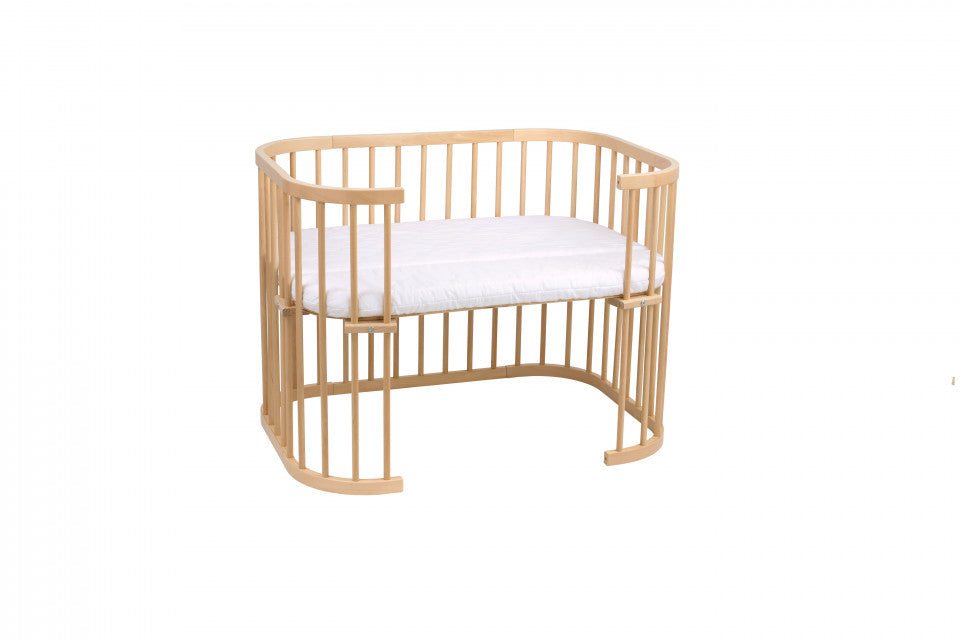 Patut copii Rotund 5 in 1 Natural, Sistem de Leganare, Saltele Incluse, Transformabil, Co-Sleeper, Tarc de Joaca, Masa si Scaun Activitati, Waldin