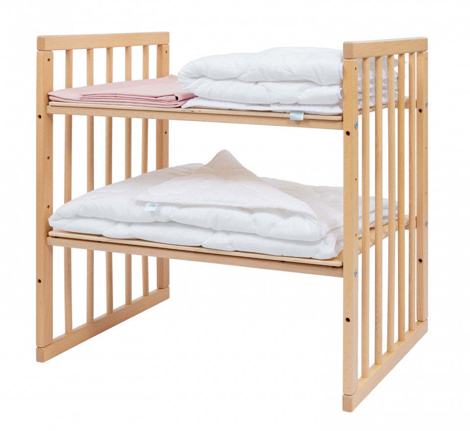 Patut Bebe, Rotund Evolutiv 7in1 Natur, Dimensiune Ajustabila, Saltele Incluse, Transformabil, Waldin