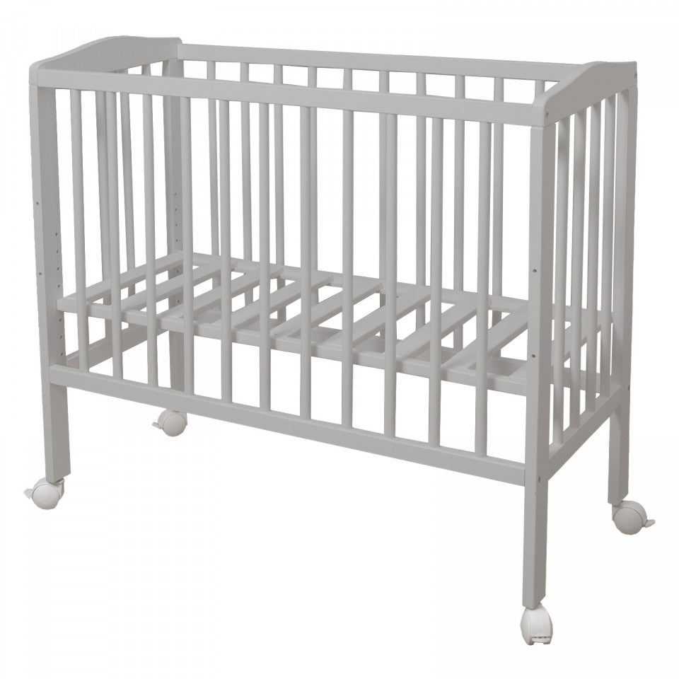 Set - Patut Bebe, 90x55 cm, Bedside 2in1 Gri, Saltea si Baldachin, Waldin