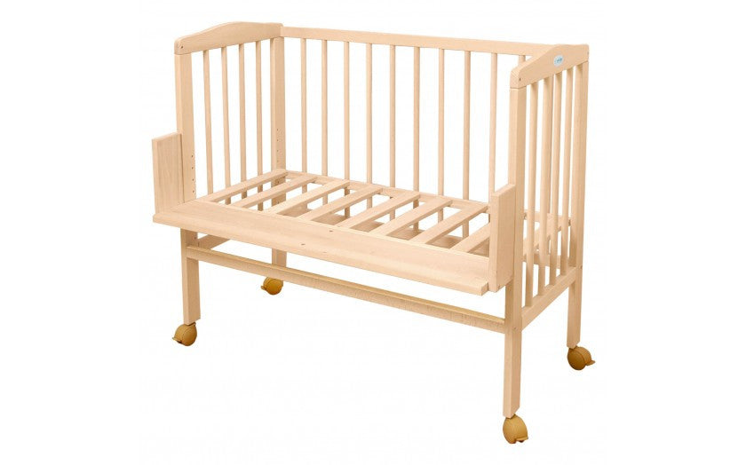 Set - Patut Bebe, 90x55cm, Bedside 2in1 Natural , cu Saltea, Waldin