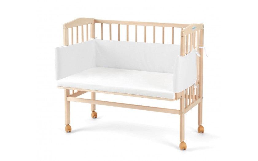 Set - Patut Bebe, 90x55cm, Bedside 2in1 Natural , cu Saltea, Waldin