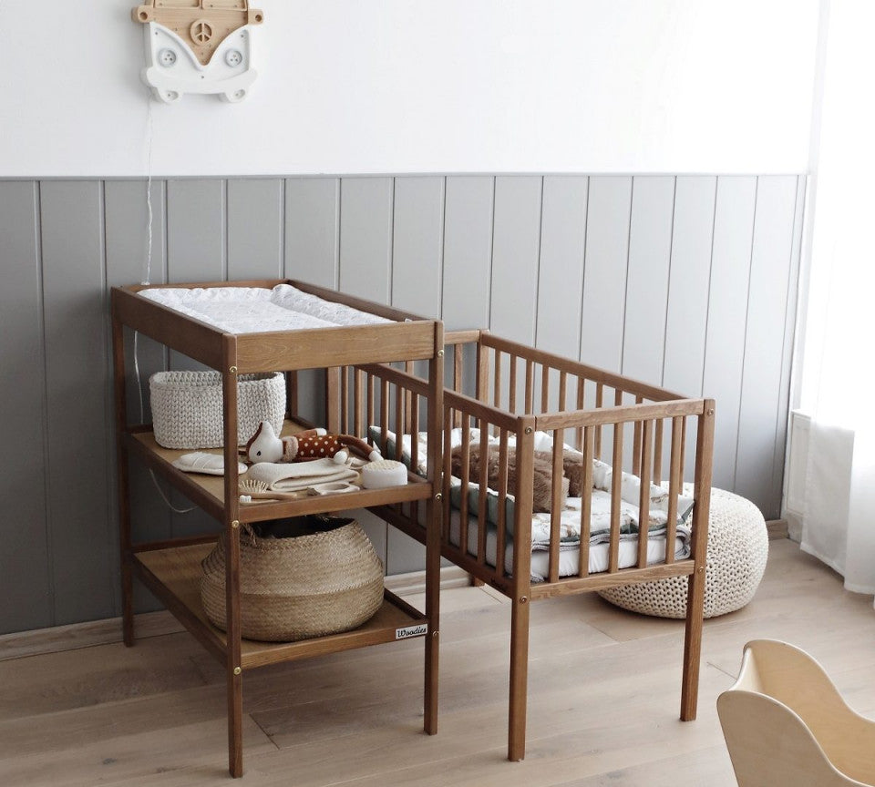 Patut Bebe Mic, 90x40 cm, din Lemn Masiv VintageDream Crib, Woodies Safe Dreams