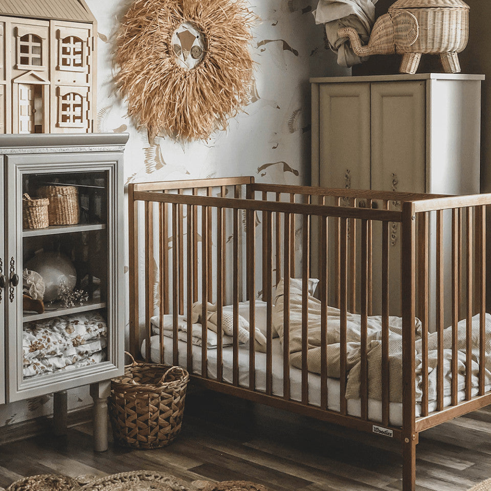 Patut Bebe, 120x60 cm, din Lemn Masiv,  Stardust Vintage, Woodies Safe Dreams